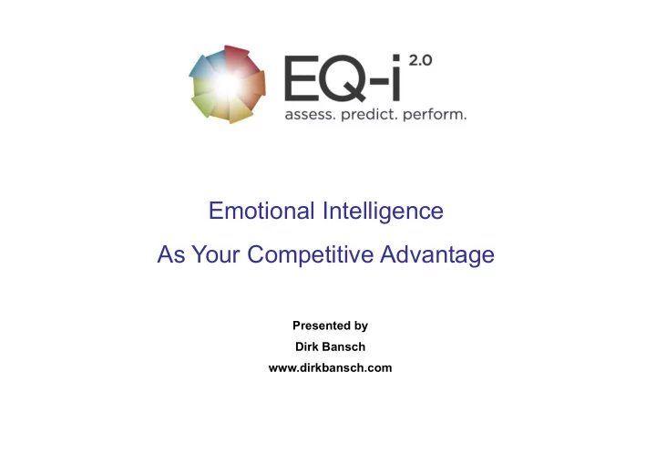 emotional intelligence as your competitive advantage