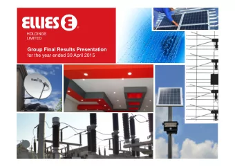 Group Final Results Presentation  for the year ended 30 April 2015  Agenda  Restructure