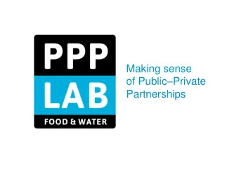 Partnerships  PPPLab Explorations 01:  A portfolio scan of  the Sustainable  Water Fund (FDW) B3: