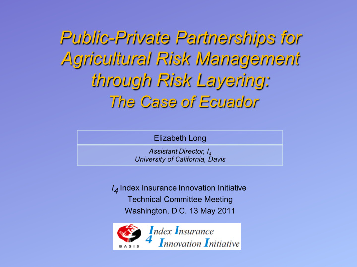 public private partnerships for agricultural risk