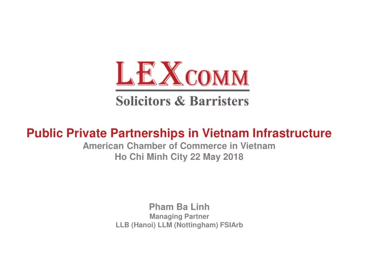 public private partnerships in vietnam infrastructure