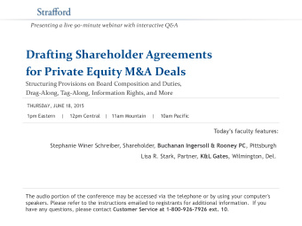 Drafting Shareholder Agreements for Private Equity M&A Deals Structuring Provisions on Board