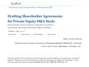 Drafting Shareholder Agreements  for Private Equity M&amp;A Deals  Structuring Provisions on Board