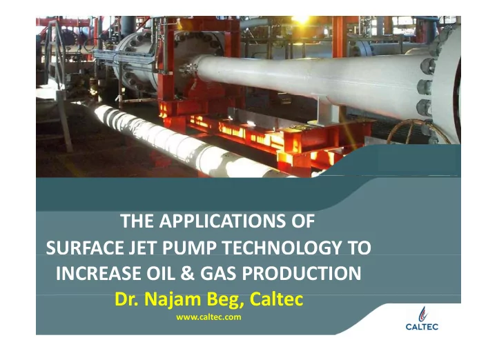 the applications of the applications of surface jet pump