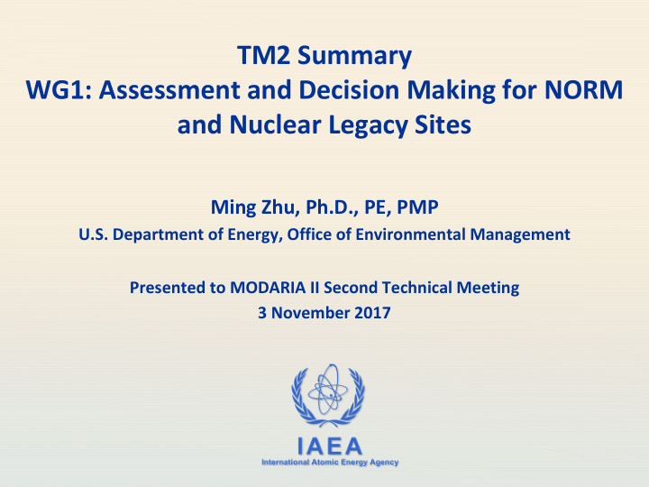 tm2 summary wg1 assessment and decision making for norm