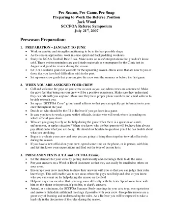 Preseason Preparation: 1. PREPARATION  JANUARY TO JUNE   Work on aerobic and strength