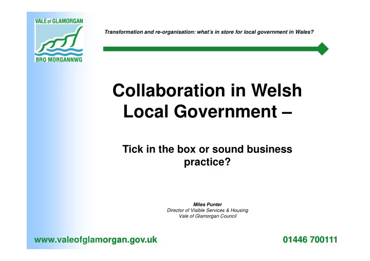collaboration in welsh local government