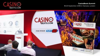 CasinoBeats Summit  18-20 September 2018 @ Olympia, London  CASINOBEATS SUMMIT 2018 Over 250
