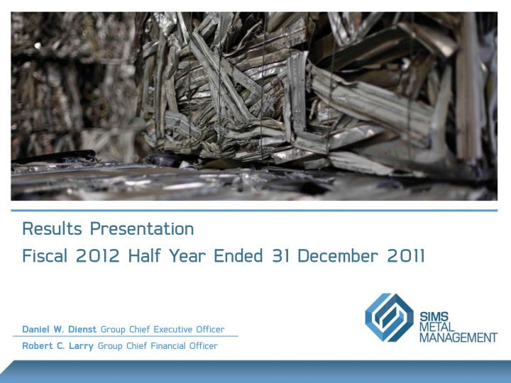 results presentation fiscal 2012 half year ended 31