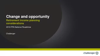 Change and opportunity  Retirement income planning  considerations  2019 FPA National Roadshow