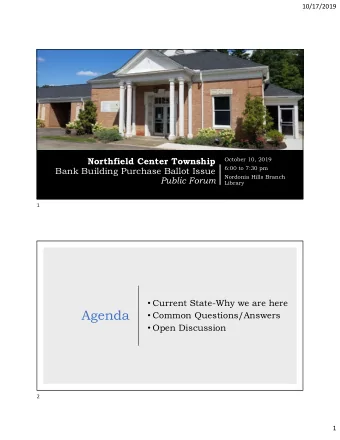 Agenda  Common Questions/Answers  Open Discussion  2  1  10/17/2019  Be respectful of