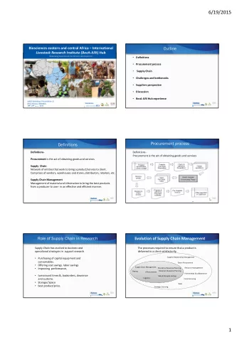 6/19/2015  Outline Biosciences eastern and central Africa  International Livestock Research