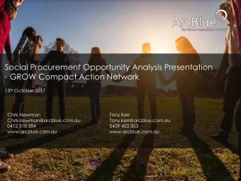 Social Procurement Opportunity Analysis Presentation  - GROW Compact Action Network 13 th October
