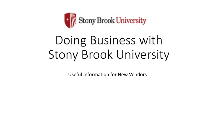 doing business with stony brook university