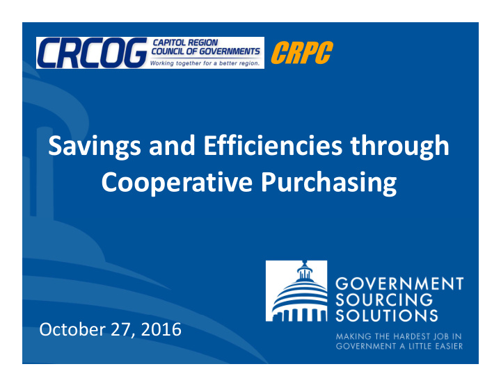 savings and efficiencies through cooperative purchasing