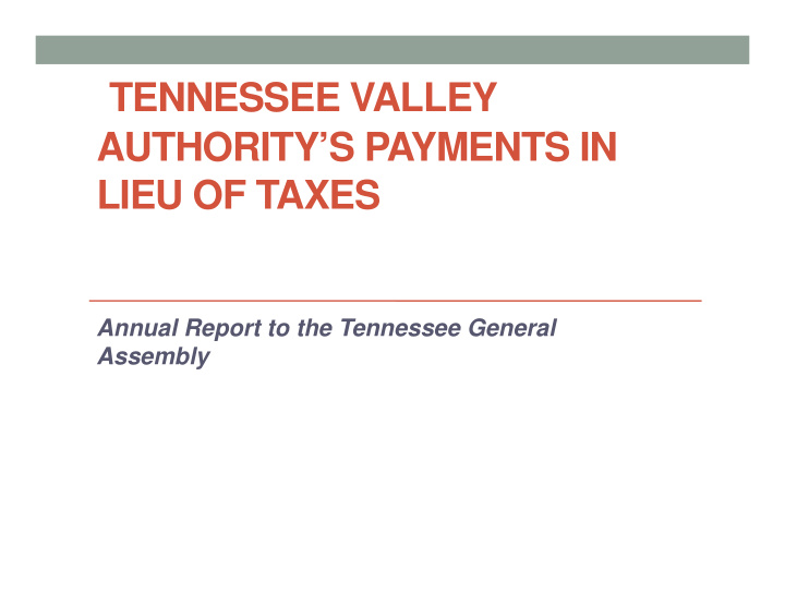 tennessee valley authority s payments in lieu of taxes