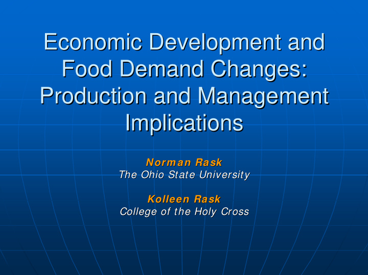economic development and economic development and food