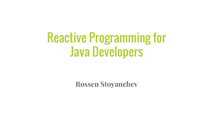reactive programming for java developers
