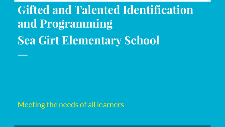 gifted and talented identification and programming sea