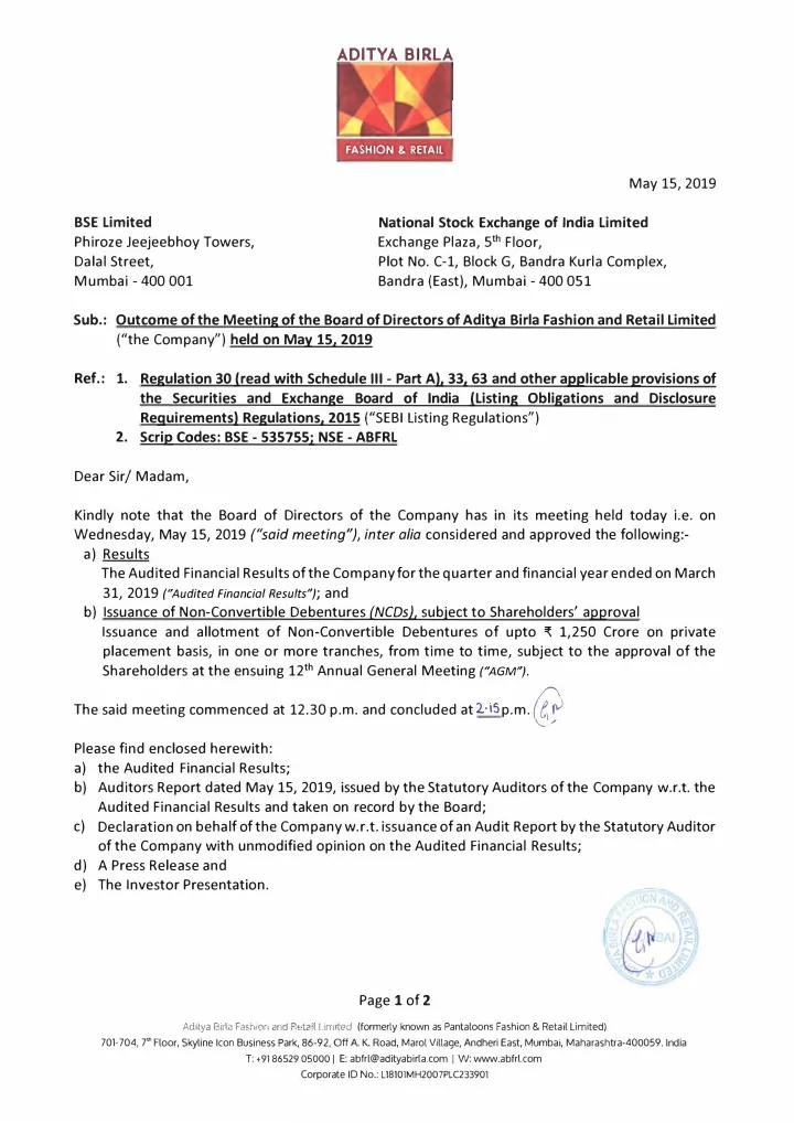 the said meeting commenced at 12 30 p m and concluded at2