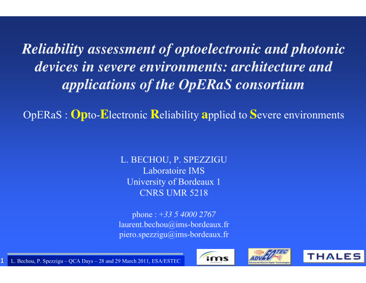 reliability assessment of optoelectronic and photonic