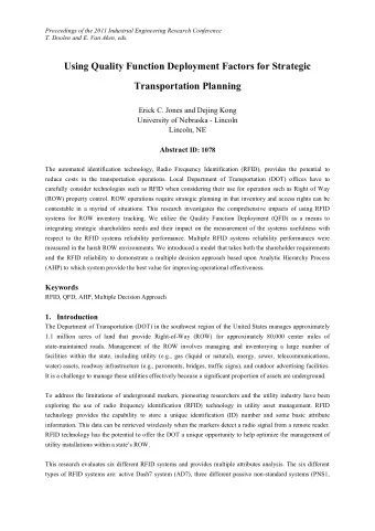 Using Quality Function Deployment Factors for Strategic  Transportation Planning  Erick C. Jones