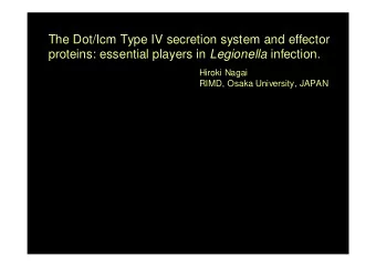 The Dot/Icm Type IV secretion system and effector proteins: essential players in Legionella