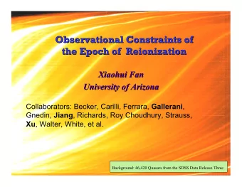Observational Constraints of  Observational Constraints of  the Epoch of  the Epoch of