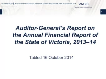 Auditor-Generals Report on  the Annual Financial Report of the State of Victoria, 2013  14
