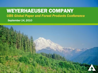 WEYERHAE  HAEUSE  USER  R COMP  MPAN  ANY  UB  UBS  S Global  al Pap  aper  er an  and Fo  Fore