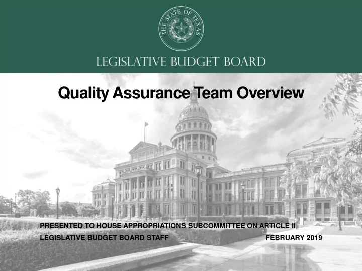 quality assurance team overview