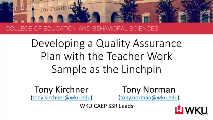 developing a quality assurance
