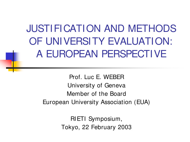 justification and methods of university evaluation a