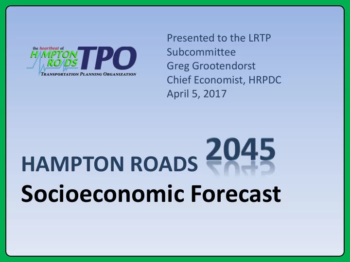 socioeconomic forecast why do the forecast