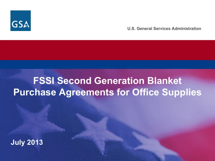 fssi second generation blanket purchase agreements for