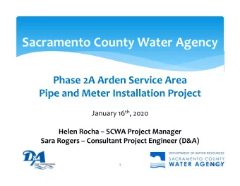 Sacramento County Water Agency Phase 2A Arden Service Area Pipe and Meter Installation Project