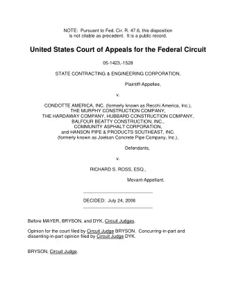 United States Court of Appeals for the Federal Circuit  05-1423,-1528  STATE CONTRACTING &amp;