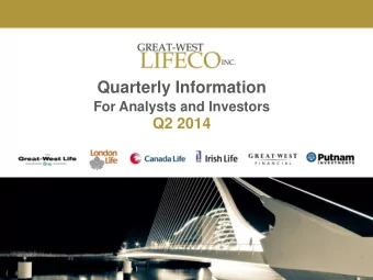 Quarterly Information  For Analysts and Investors  Q2 2014 Q2 2014 Quarterly Information Package