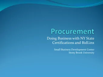 Certifications and BidLinx  Small Business Development Center  Stony Brook University  Doing