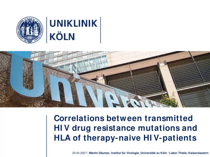 correlations between transmitted hi v drug resistance