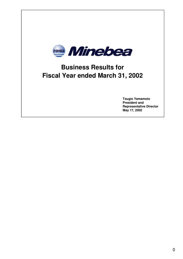 business results for fiscal year ended march 31 2002