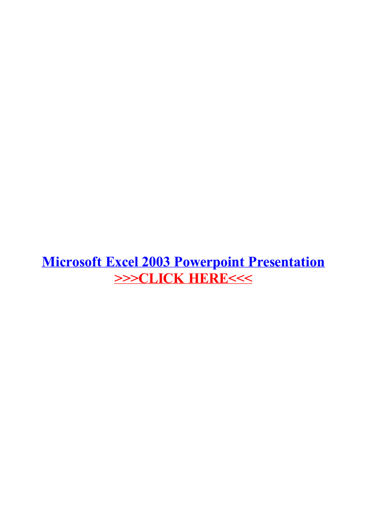 microsoft excel 2003 powerpoint presentation