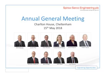 Annual General Meeting  Charlton House, Cheltenham 15 th May 2018  Clive Watson  Trudy Schoolenberg