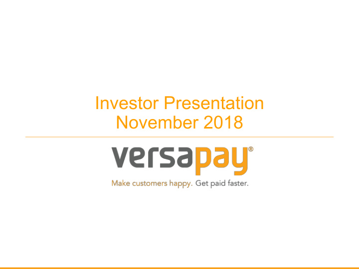 investor presentation november 2018 disclaimer