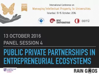PUBLIC PRIVATE PARTNERSHIPS IN  ENTREPRENEURIAL ECOSYSTEMS  IP 2016  INTRODUCTION:  A NOVEL