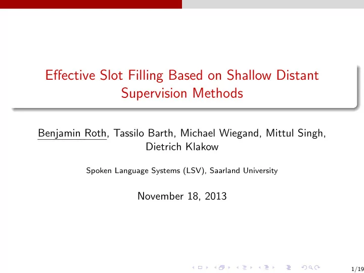 effective slot filling based on shallow distant