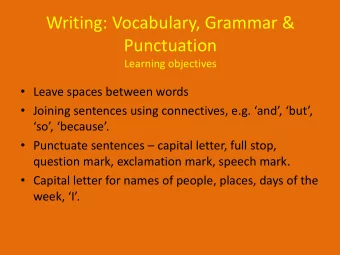 Writing: Vocabulary, Grammar &amp;  Punctuation  Learning objectives  Leave spaces between words