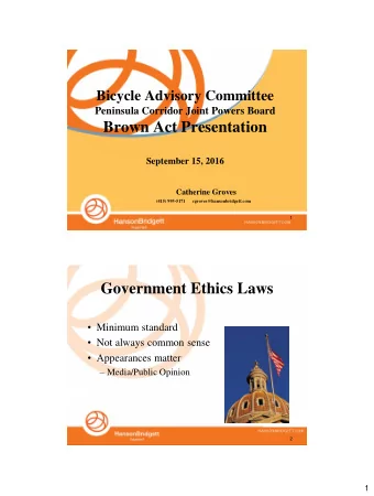 Brown Act Presentation  September 15, 2016  Catherine Groves (415) 995-5171