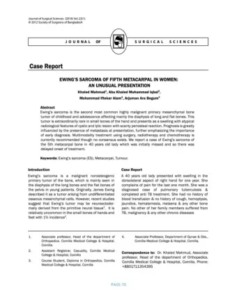 C a s e R e p o r t E W I N G 'S S A R C O M A O F F I F T H M E T AC A R P A L I N W O M E N : A N