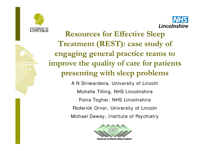 resources for effective sleep treatment rest case study
